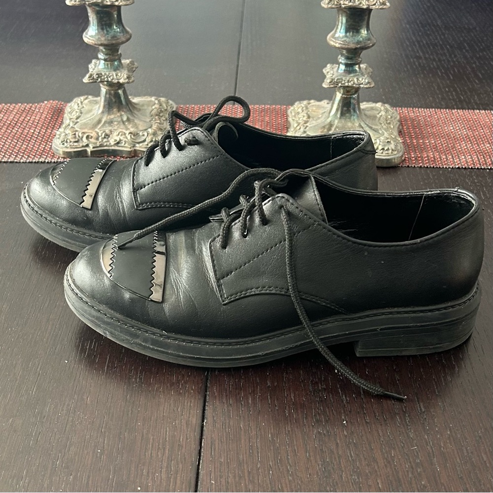 Olli Women’s  Black Leather Derby Shoes with Toe Embellishments. Size EU 38 - Picture 3 of 16